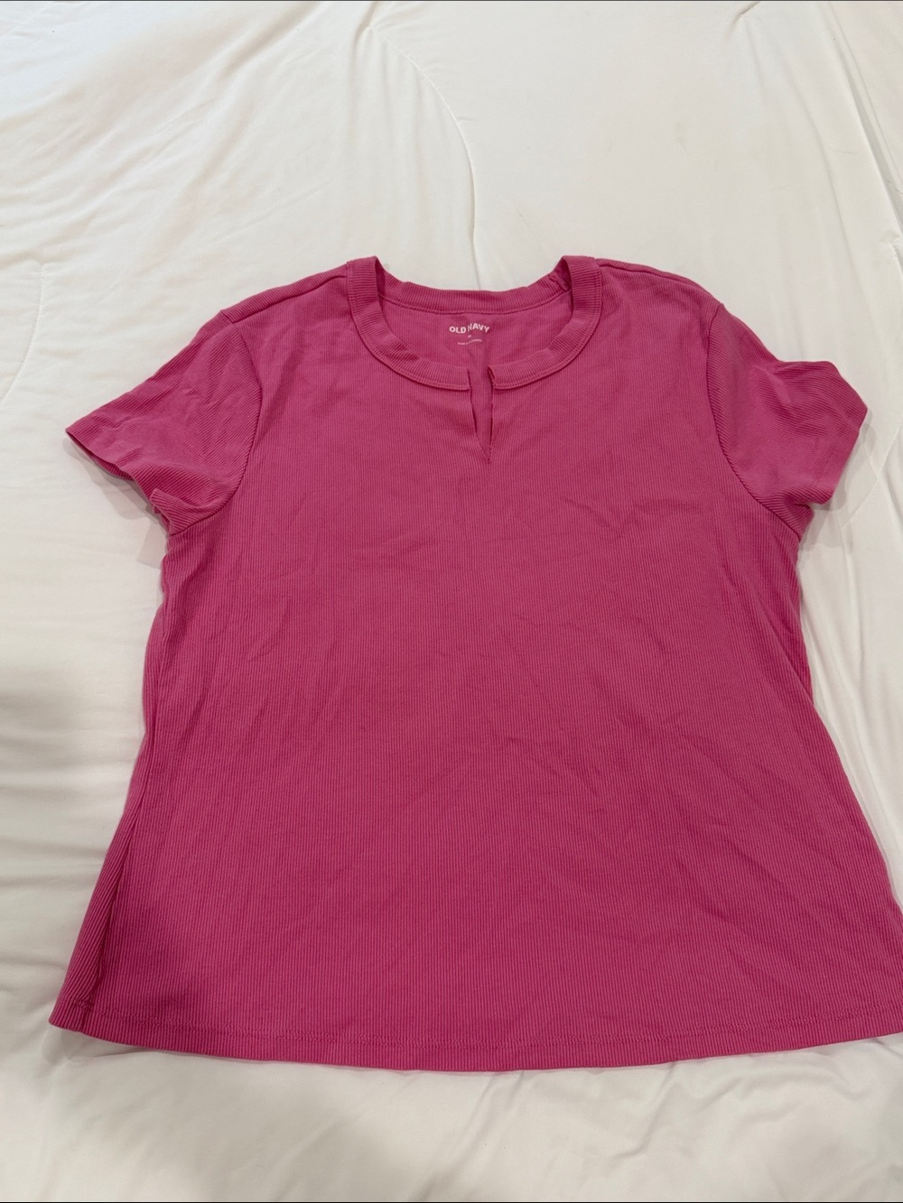 Old Navy Bright Pink Short-Sleeve Notch-Neck Tee